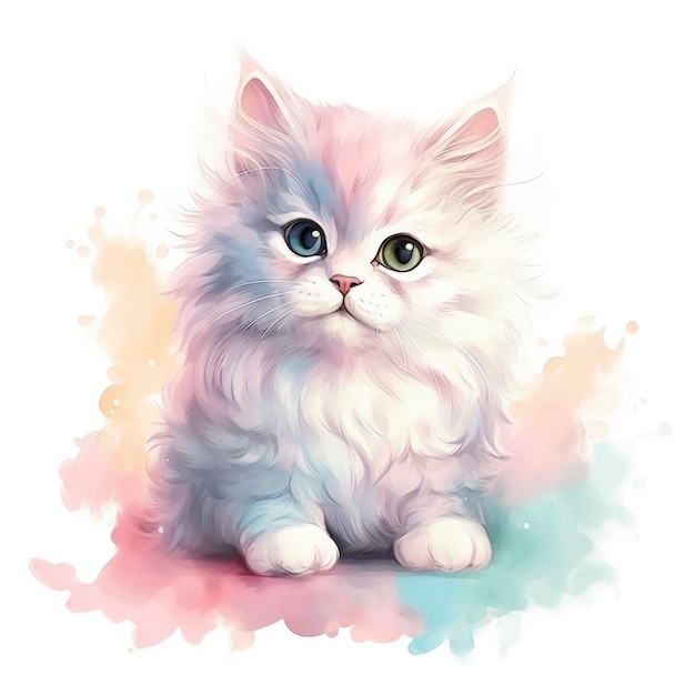 Aquarela Arte Desenho Cute Linha de Gato Siamês