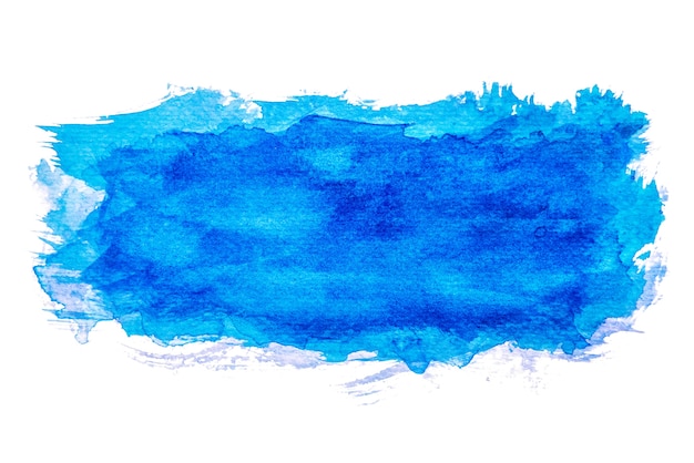 Aquarela azul abstrata que espirra, pintura da mão no papel.