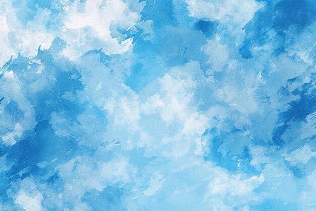 Aquarela azul fundo nuvens atmosféricas em luz céu azul