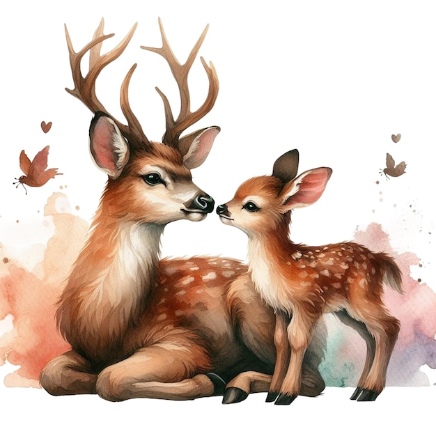 Aquarela Boho Deer Valentine Clipart (em inglês)