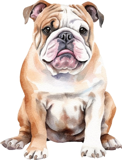 Aquarela Bulldog inglês isolado no branco