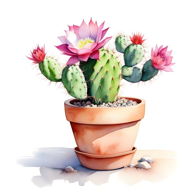 Aquarela Cactus em vasos