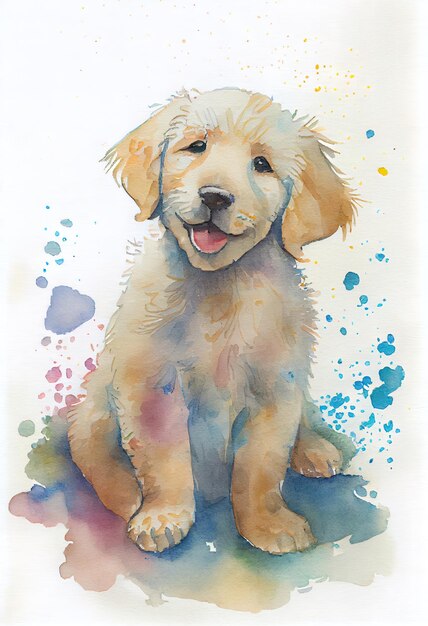 Foto aquarela cão feliz ai render