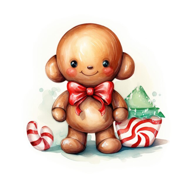 Aquarela caprichosa Homem de Gingerbread Uma doce delícia de Natal