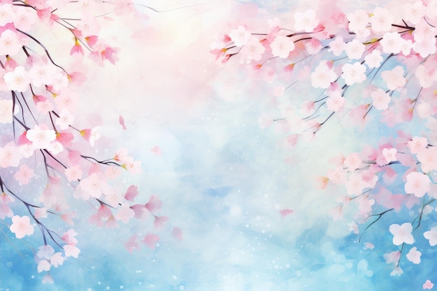 Aquarela caprichosa Sakura Flores delicadas a la deriva en pasteles soñadores IA generativa