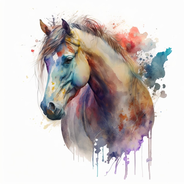 Aquarela Cavalo Ilustração Criativa Arte Digital