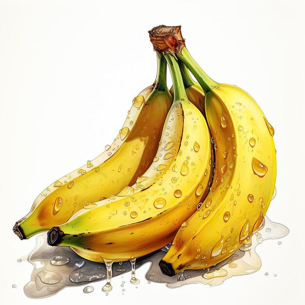 Foto aquarela clipart de banana generativo ai