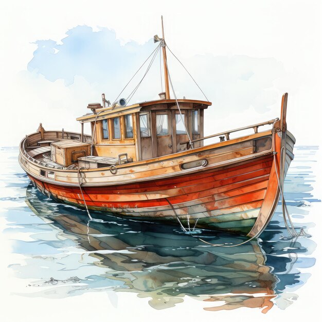 Foto aquarela clipart de barco ilustração gerativa ai