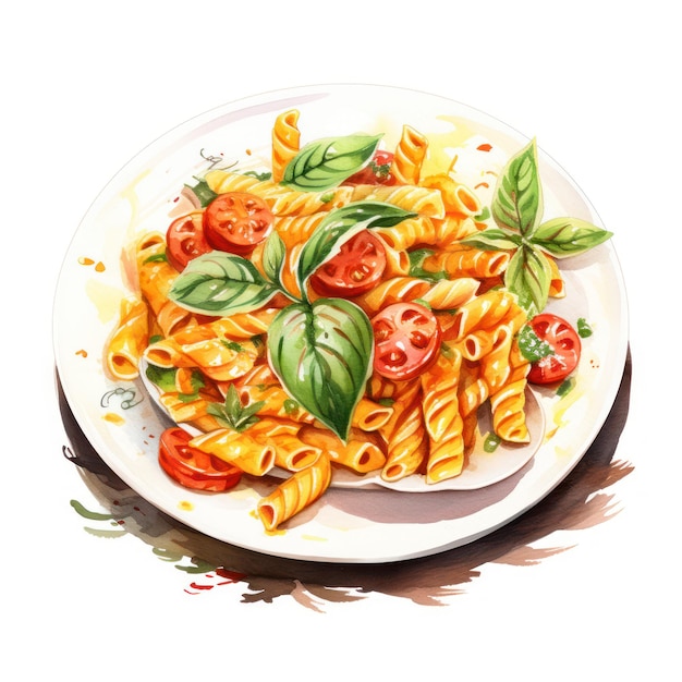 Foto aquarela clipart de prato de pasta infuse seus projetos com o charme saboroso da arte alimentar