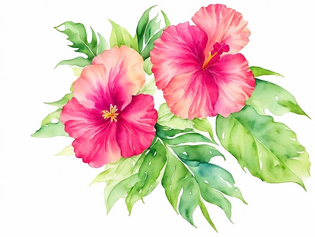 aquarela com flores botânicas