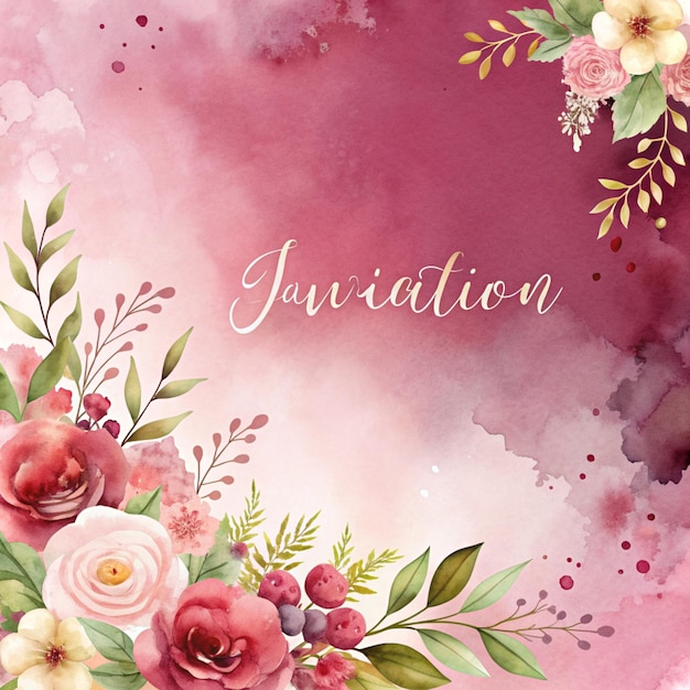Aquarela convite floral fundo