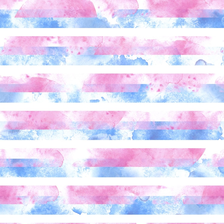 Foto aquarela cor-de-rosa e azul manchas listradas padrão sem costura ilustração pintada à mão fundo branco