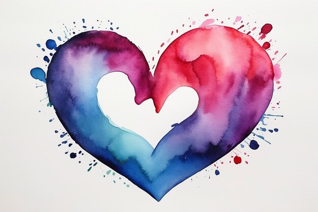 Foto aquarela coração dia dos namorados cartão de saudação amor relação arte pintura