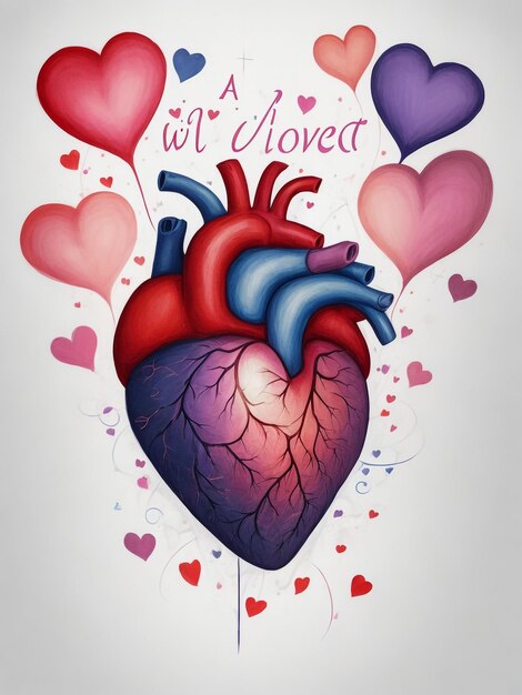 Foto aquarela coração realista ramos coloridos folhas e flores integradas no coração na forma de um coração gráficos coloridos para o dia dos namorados raízes de árvore no coração gráfico vetorial