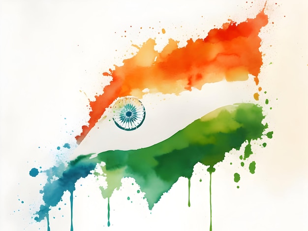 Aquarela da bandeira indiana tricolor