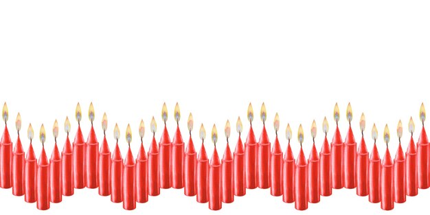 Foto aquarela de borda sem costura com velas vermelhas para ilustrações para o natal candlemas páscoa