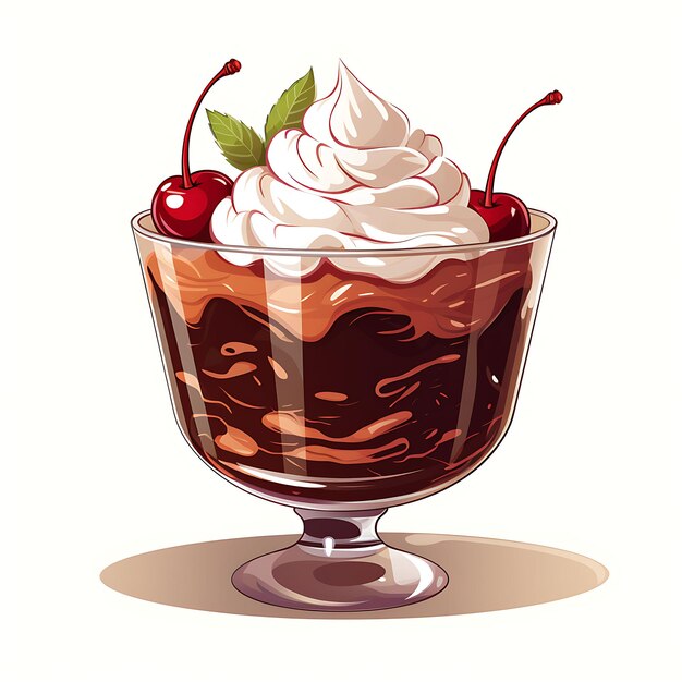 Foto aquarela de chocolate escuro cherry mousse stemmed glass chocolate curls m clipart desenho de camiseta