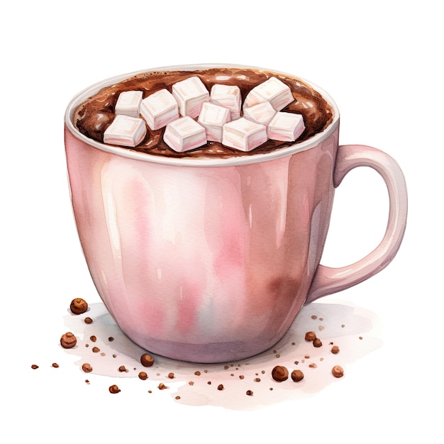 Aquarela de chocolate quente clipart fundo branco