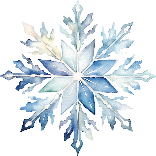 Aquarela de floco de neve isolada em branco