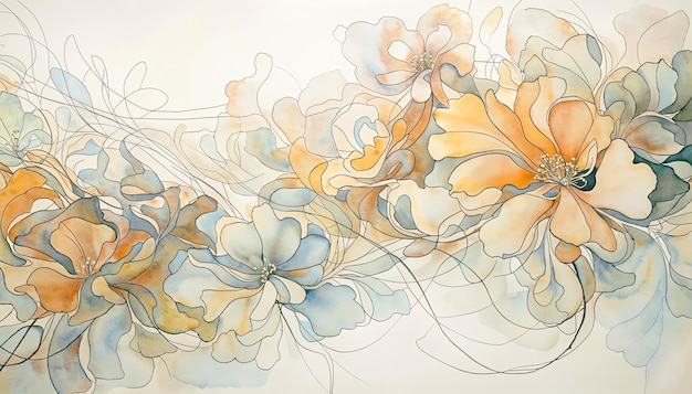 Aquarela de fundo floral Ilustração de aquarela desenhada à mão com flores