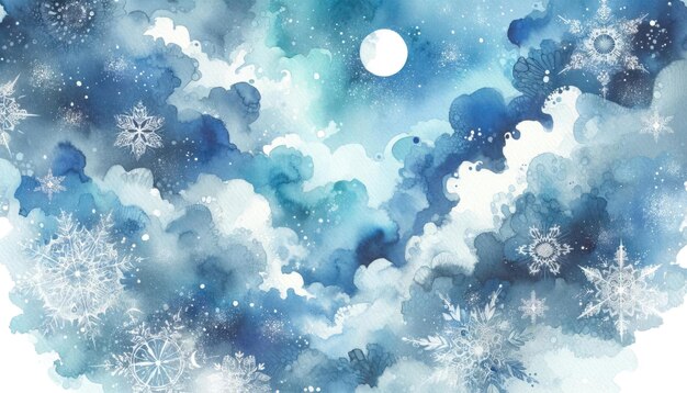 Aquarela de inverno azul abstrata