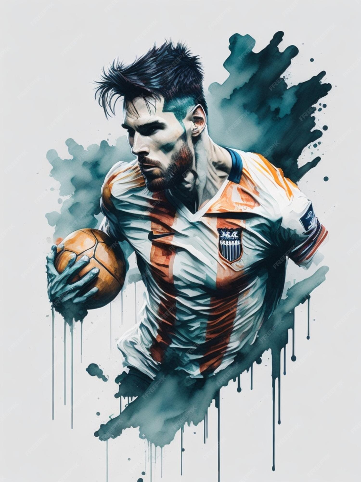 Aquarela de lionel messi