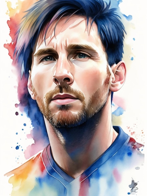 Foto aquarela de lionel messi