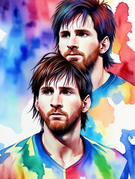 Foto aquarela de lionel messi