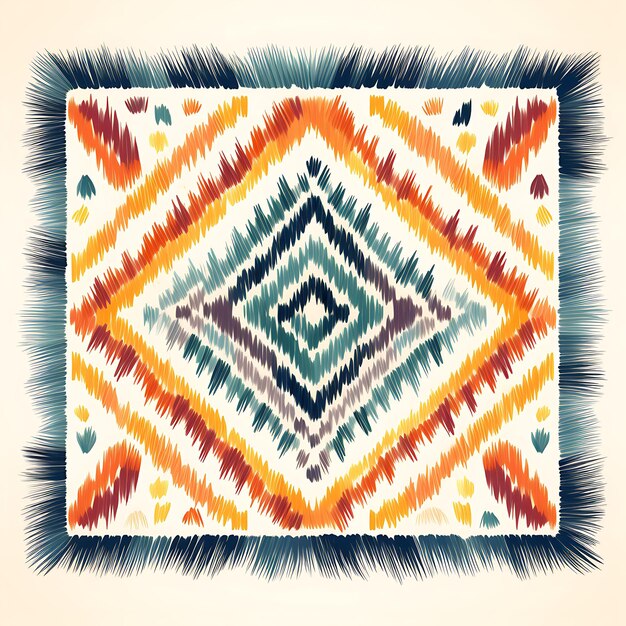 Foto aquarela de marrocos amazigh rug berber design linhas zigzag padrão rect clipart t-shirt padrão