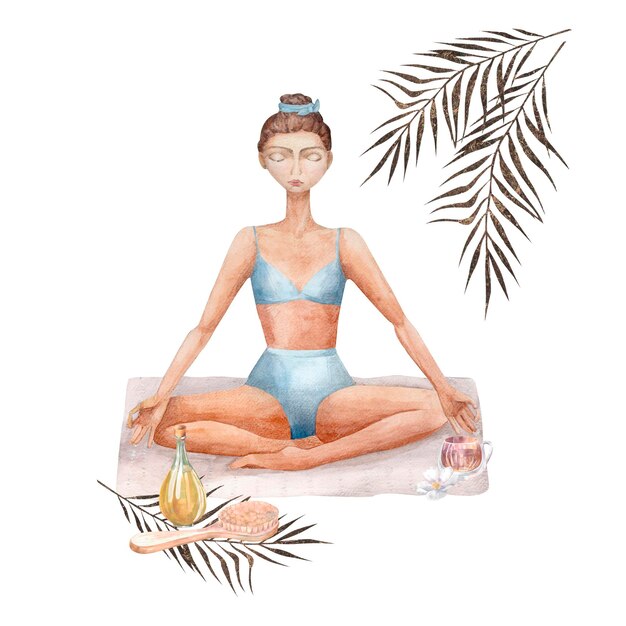 Aquarela de meditação yoga