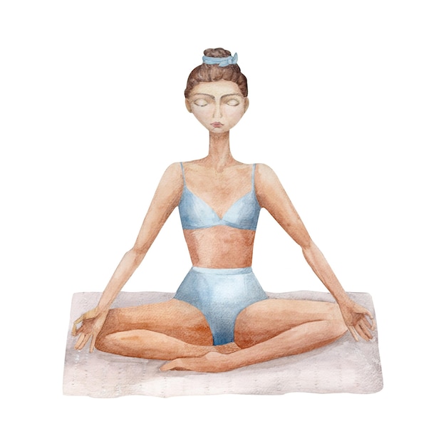 Aquarela de meditação yoga