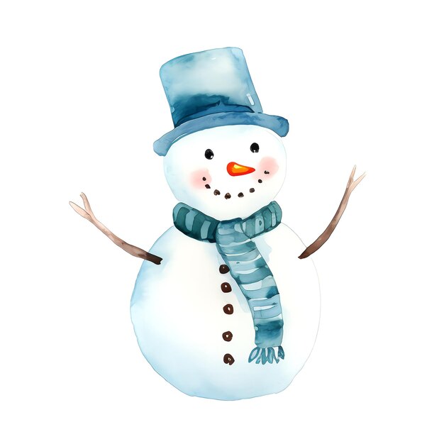 Aquarela de Natal Snowman Clipart AI gerado