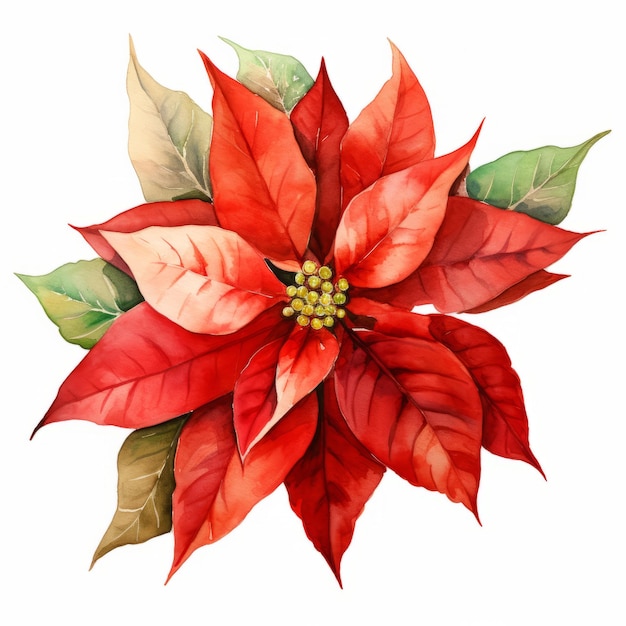 Aquarela de Poinsettia realista Vector Festive Flor de Natal Clip Art