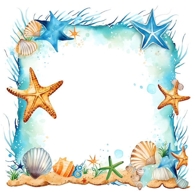 Aquarela de Starfish Beach Earth Hour Moldura em formato de estrela do mar com design de camiseta clipart