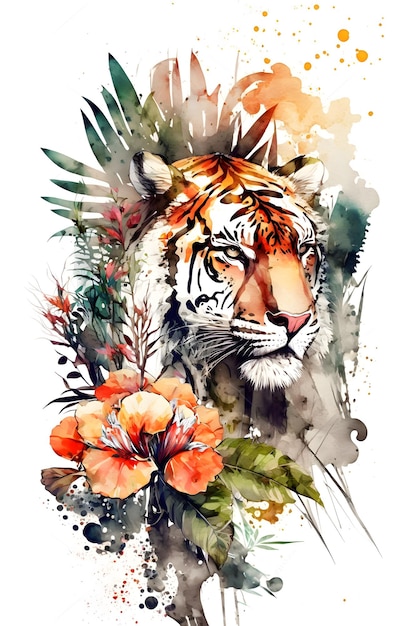 aquarela de tigre. ai gerado