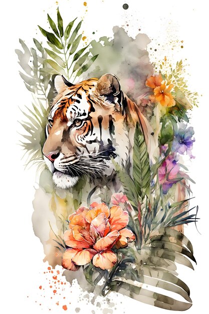 aquarela de tigre. ai gerado