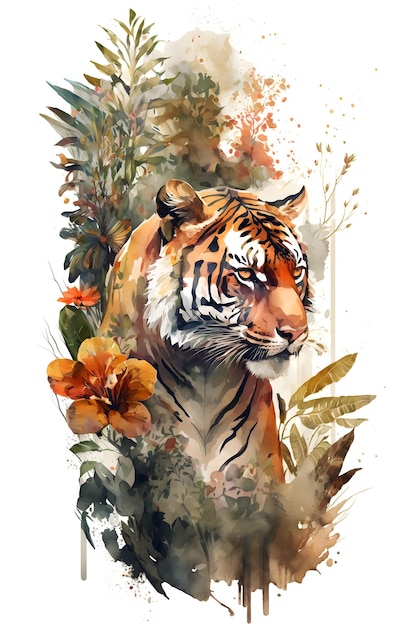 aquarela de tigre. ai gerado