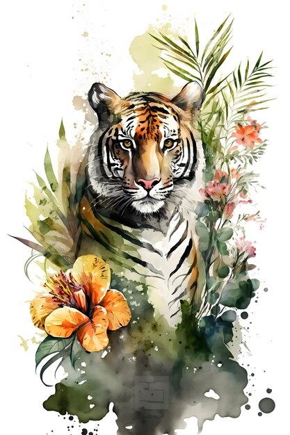 aquarela de tigre. ai gerado