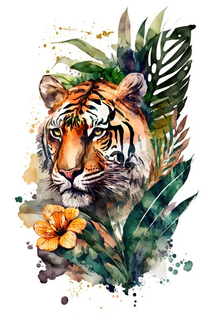 aquarela de tigre. ai gerado