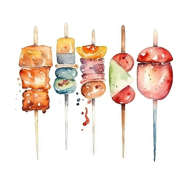 Aquarela de um churrasco de verão