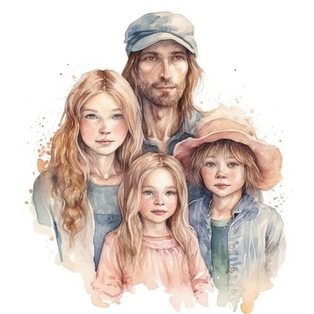 Aquarela de um retrato de família