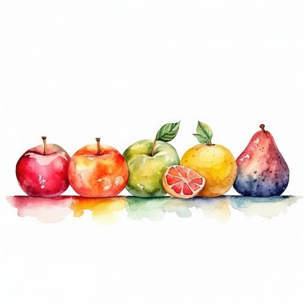 Aquarela de uma única fruta de verão