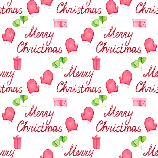 Aquarela desenhada à mão natal sem costura padrão Natal e ano novo símbolo elemento decorativo Scrapbook tecido têxtil banner cartão postal