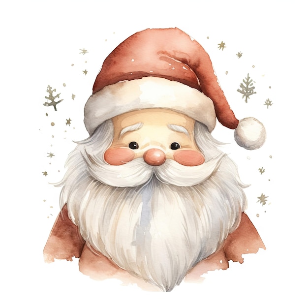 Aquarela desenhada à mão Papai Noel com tons pastel neutros isolado fundo branco múltiplos valores