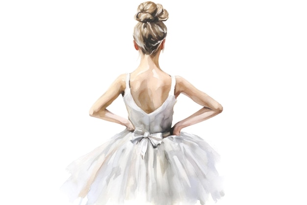 Aquarela desenhando uma bailarina em um vestido branco gerado por IA