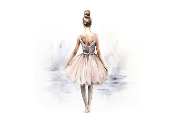 Aquarela desenhando uma bailarina em um vestido branco gerado por IA