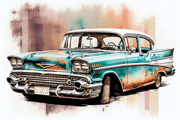 Aquarela do carro Chevrolet 1959