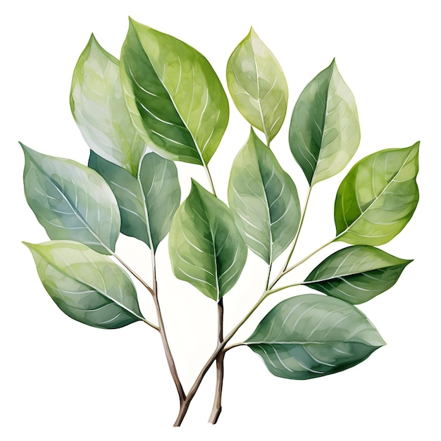 Aquarela e pintura folhas verdes ilustração de elementos de ramo