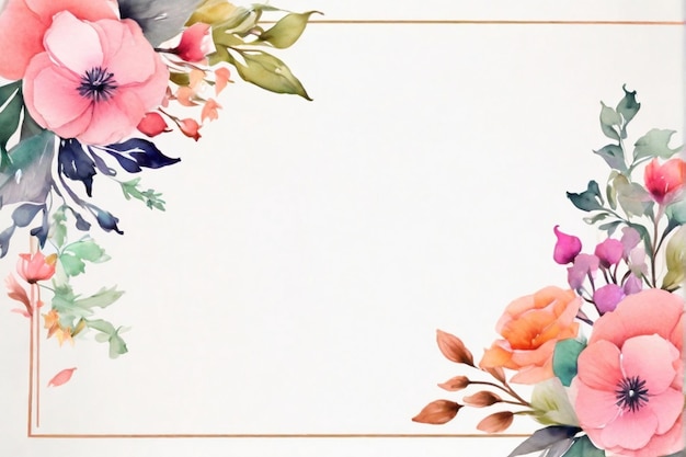 Foto aquarela elegante moldura floral desenho de fundo