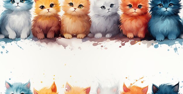 Foto aquarela estilo gatinhos em fundo branco